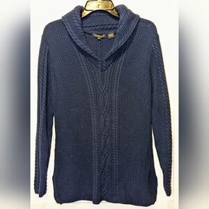 JEANNE PIERRE Large Navy Blue Cowl Neck Sweater